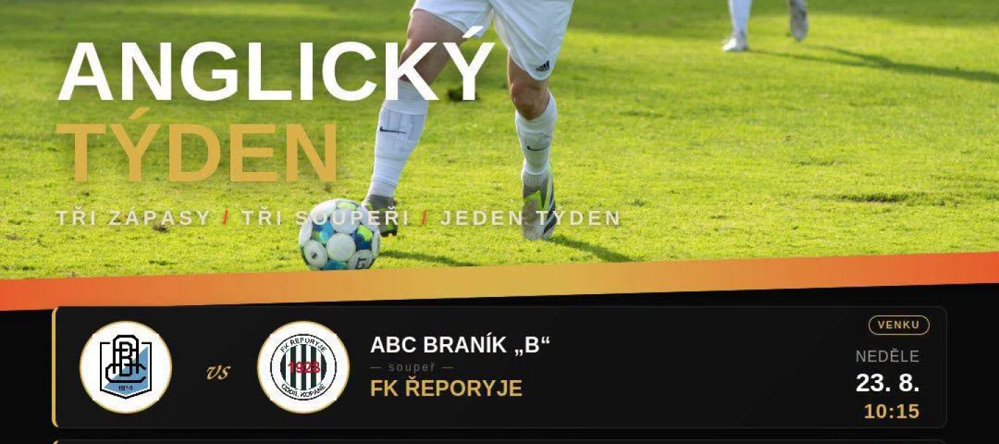 Řeporyjské áčko čeká anglický týden