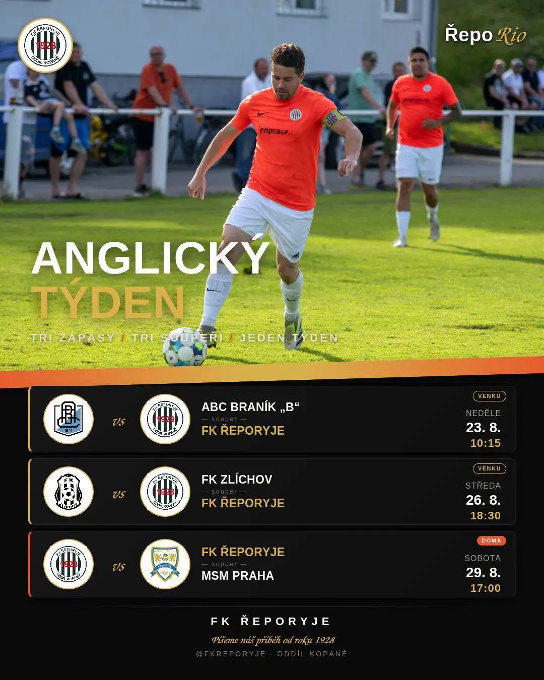 Řeporyjské áčko čeká anglický týden