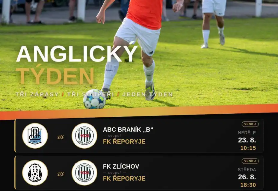 Řeporyjské áčko čeká anglický týden