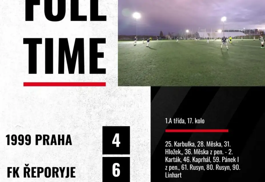 1999 Praha : FK Řeporyje 4:6 (4:1)