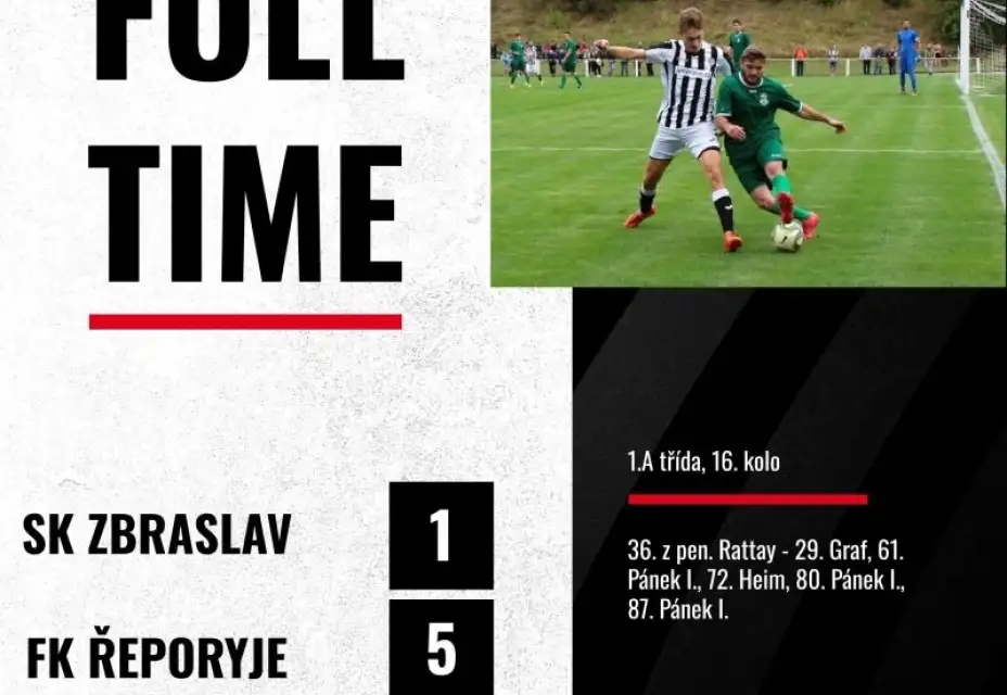 SK Zbraslav : FK Řeporyje 1:5 (1:1)