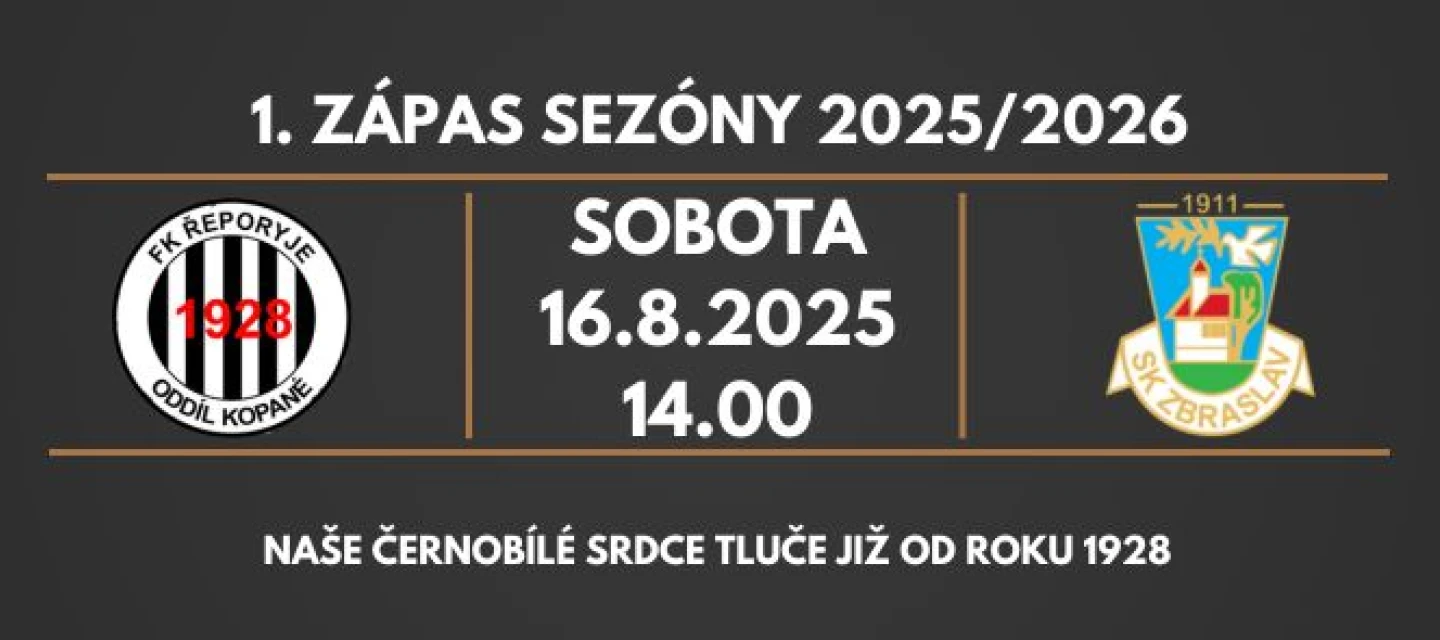 Řeporyje otevřou ročník 2025/2026 zápasem proti Zbraslavi