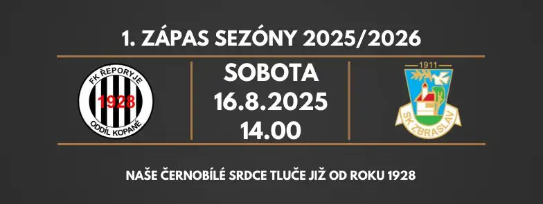 Řeporyje otevřou ročník 2025/2026 zápasem proti Zbraslavi