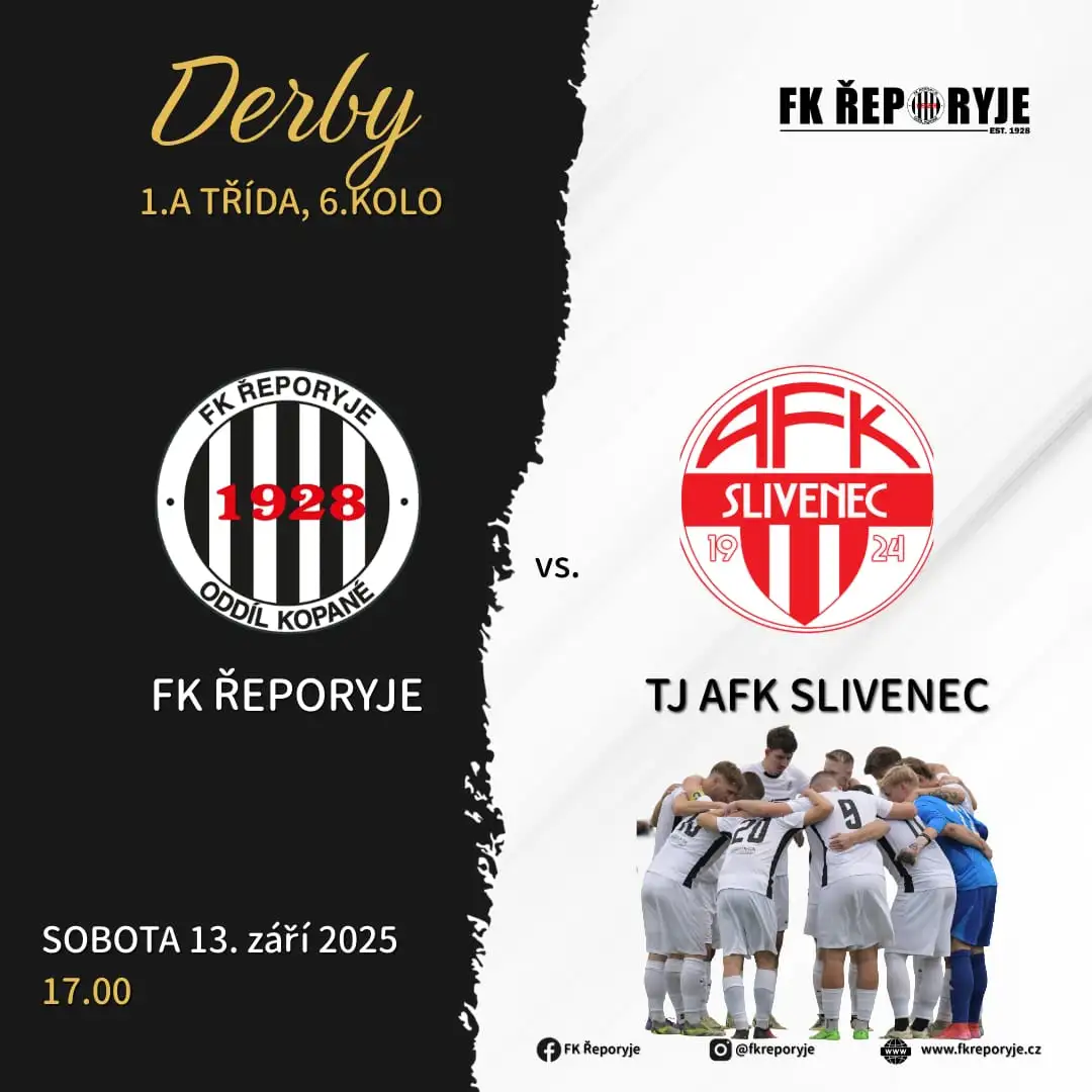 Řeporyje přivítají v druhém derby sezóny Slivenec